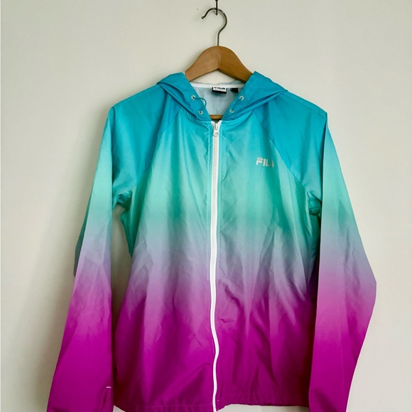 Fila Jackets & Blazers - Vintage Fila Turquoise and Pink Gradient Wind Jacket